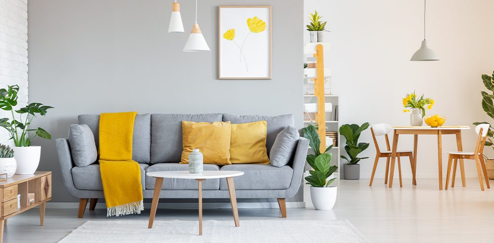 yellow and grey living room decor royal city nursery guelph