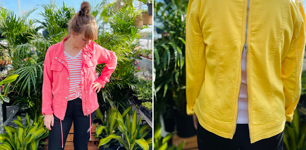 bright pink and yellow jackets for spring Royal city nursery