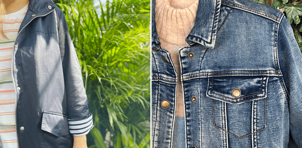 navy rain coat and jean jacket Royal city nursery