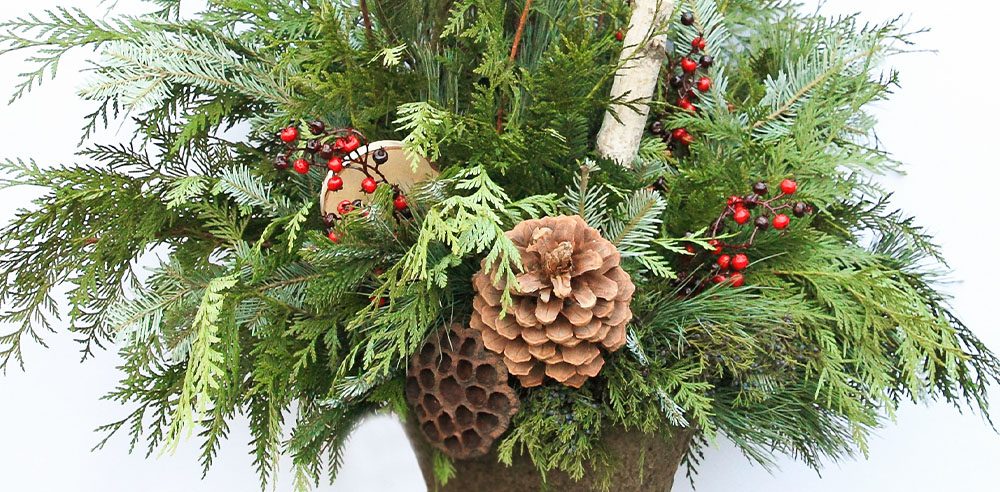 Royal City Nursery-Ontario-Designing Winter and Holiday Planters-holiday evergreen planter pot