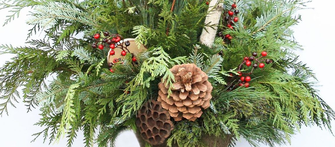 Royal City Nursery-Ontario-Designing Winter and Holiday Planters-holiday evergreen planter pot
