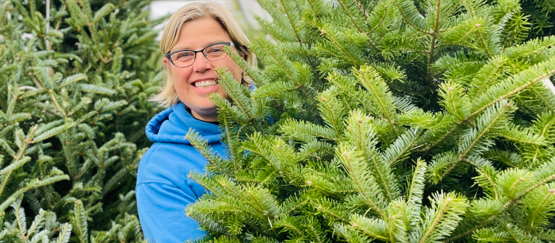 Tanya Olsen with Live Christmas Tree